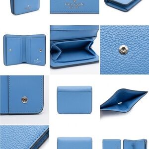 Kate Spade Staci Small L-Zip Bifold Wallet in Blue Leather – EUC